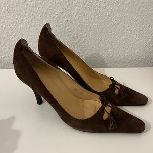 J.Crew Brown Suede Tassel Heels Pumps